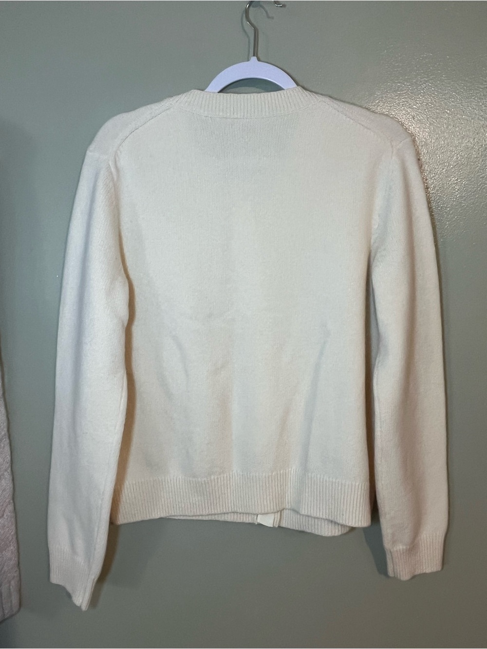 Tory Burch Cream Crystal-Button Knit Cardigan Wool Preppy L - Picture 8 of 11